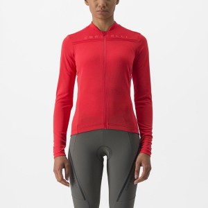 Castelli ANIMA 4 LONG SLEEVE Trikot Damen Rot | 78269-BNQX