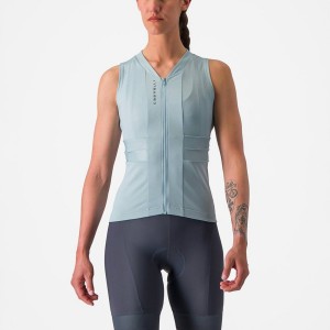 Castelli ANIMA 4 SLEEVELESS Trikot Damen Blau Dunkelgrau Blau | 60243-TORJ