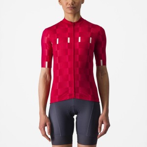 Castelli DIMENSIONE Trikot Damen Rot Weiß | 31620-QZRX