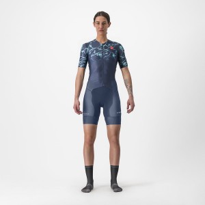 Castelli FREE SANREMO 2 W SHORT SLEEVE Anzüge Damen Blau Helltürkis | 32910-LNEB