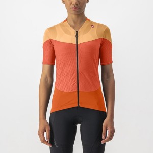 Castelli GRADIENT COLOR BLOCK Trikot Damen Tiefesrot Orange Orange | 41592-AQSR