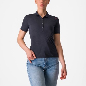 Castelli MERINO W POLO Casual Damen Schwarz | 56749-AGDQ