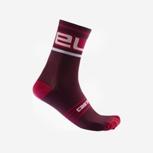 Castelli PROLOGO 15 Socken Herren Bordeaux Weiß | 87124-FILA