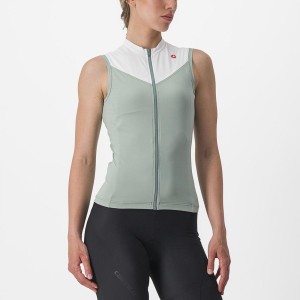 Castelli SOLARIS SLEEVELESS Trikot Damen Grün Weiß | 91503-ZJIR