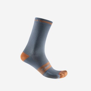 Castelli SUPERLEGGERA T 18 Socken Herren Hellgrau Blau Braun | 72415-WVZG