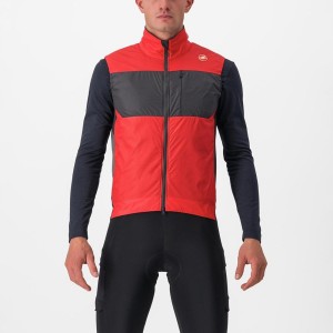 Castelli UNLIMITED PUFFY Weste Herren Rot Dunkelgrau | 91543-IBEW