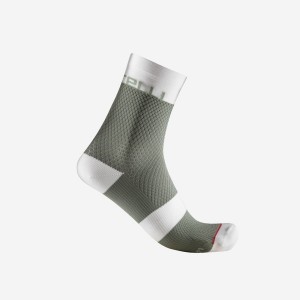 Castelli VELOCISSIMA 12 Socken Damen Grün Weiß | 05634-XVYP