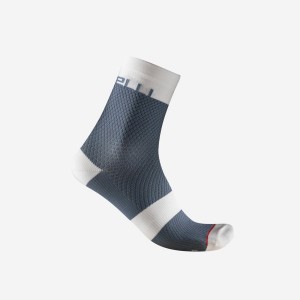 Castelli VELOCISSIMA 12 Socken Damen Hellgrau Blau Weiß | 94073-YXWL