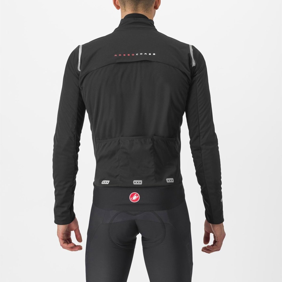 Castelli ALPHA DOPPIO ROS Jacken Herren Schwarz Silber Dunkel | 03712-QPJN