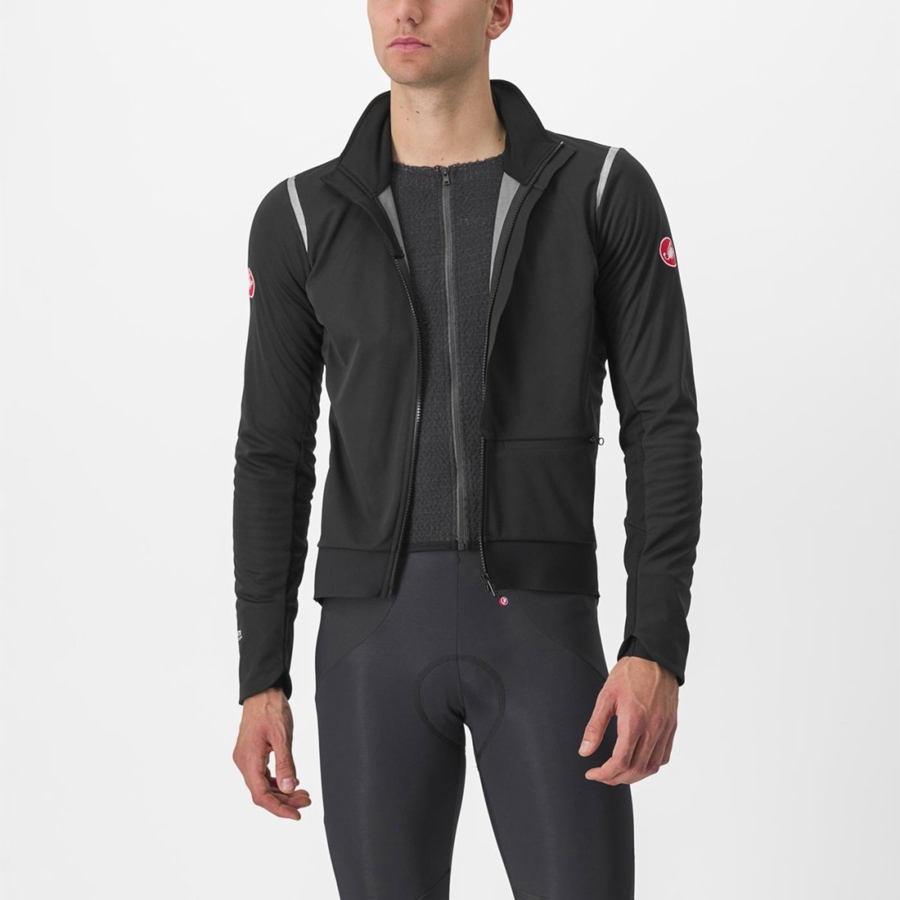 Castelli ALPHA DOPPIO ROS Jacken Herren Schwarz Silber Dunkel | 03712-QPJN