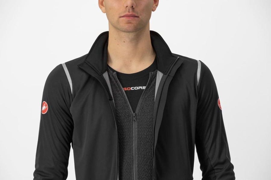 Castelli ALPHA DOPPIO ROS Jacken Herren Schwarz Silber Dunkel | 03712-QPJN