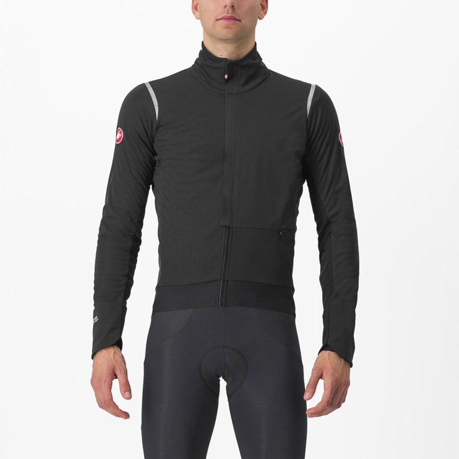 Castelli ALPHA DOPPIO ROS Jacken Herren Schwarz Silber Dunkel | 03712-QPJN