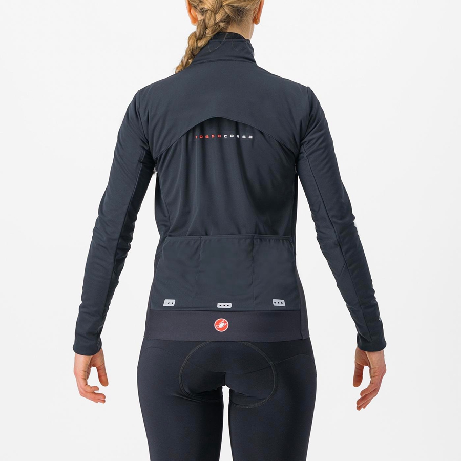 Castelli ALPHA DOPPIO ROS W Jacken Damen Schwarz Silber Dunkel | 97306-PCEZ