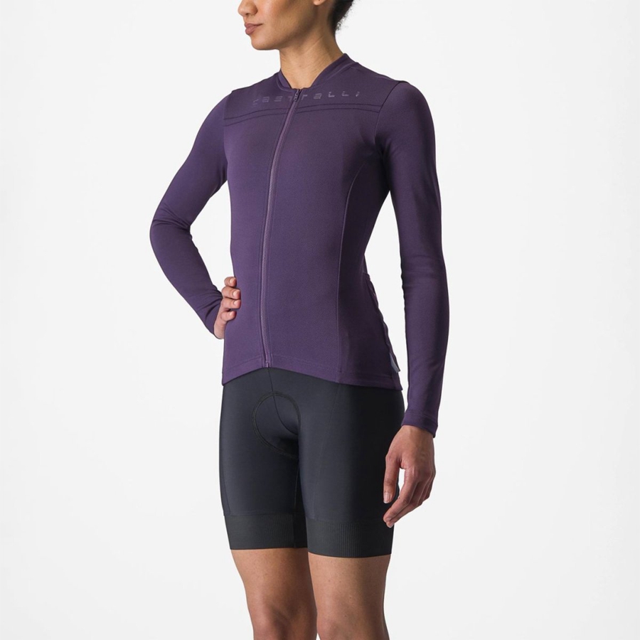 Castelli ANIMA 4 LONG SLEEVE Trikot Damen Lila | 29356-PHXS