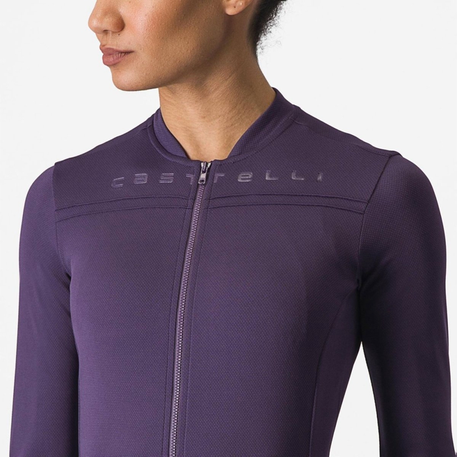 Castelli ANIMA 4 LONG SLEEVE Trikot Damen Lila | 29356-PHXS