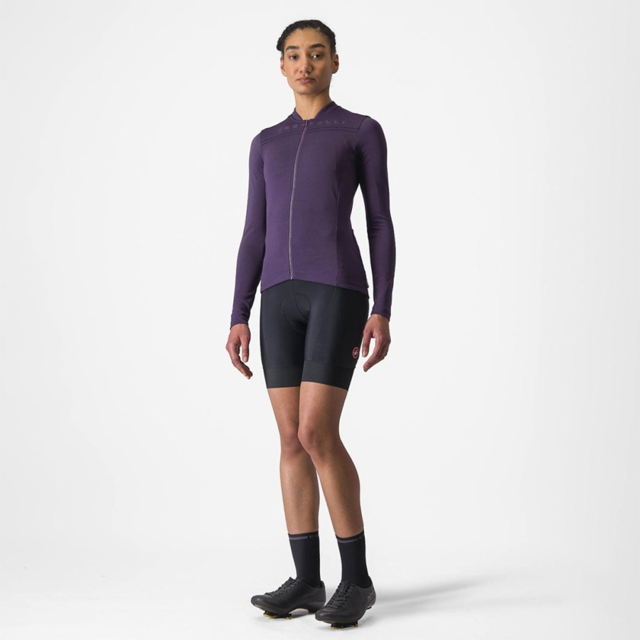 Castelli ANIMA 4 LONG SLEEVE Trikot Damen Lila | 29356-PHXS