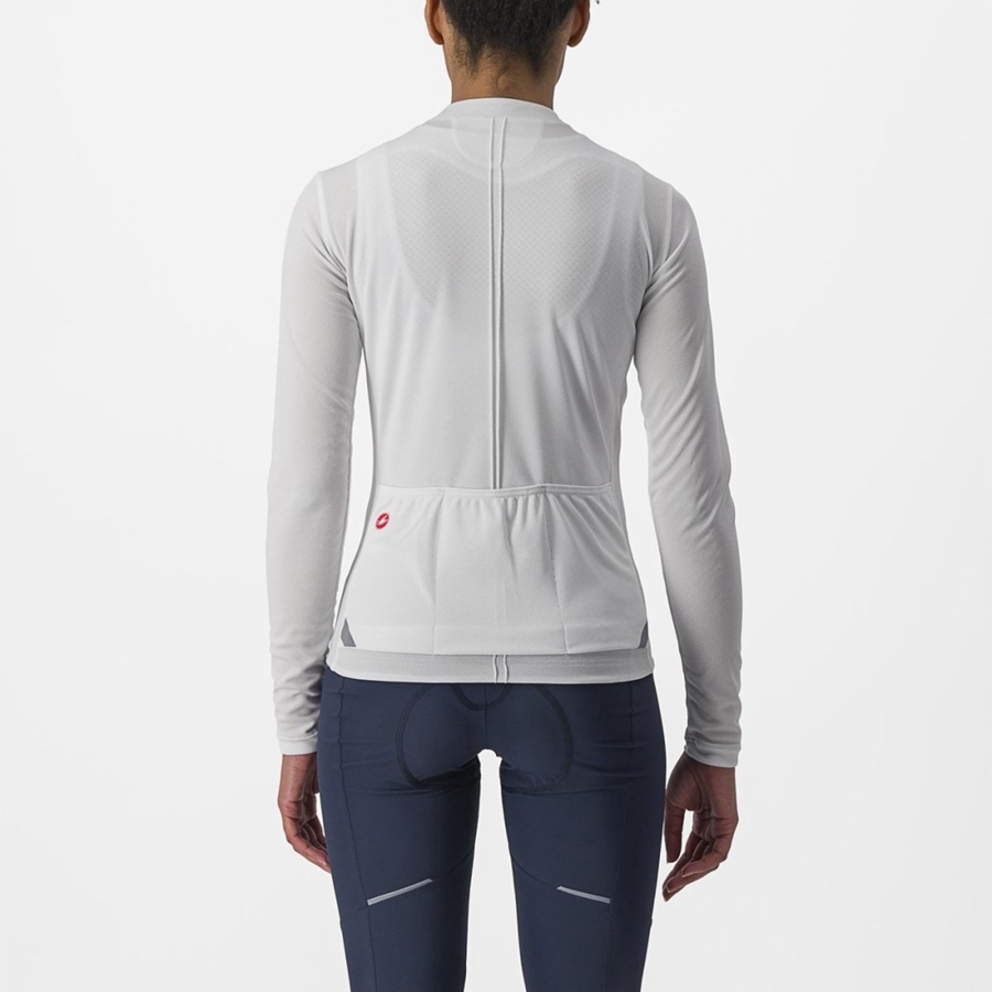 Castelli ANIMA 4 LONG SLEEVE Trikot Damen Weiß | 34915-TNVX