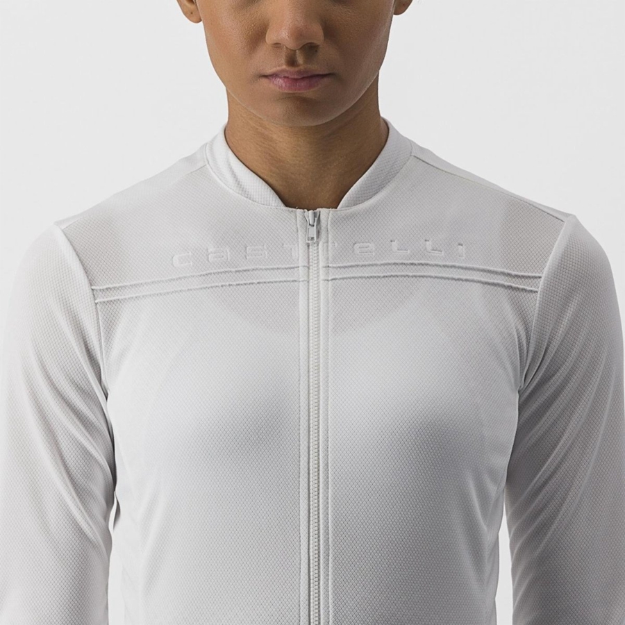 Castelli ANIMA 4 LONG SLEEVE Trikot Damen Weiß | 34915-TNVX