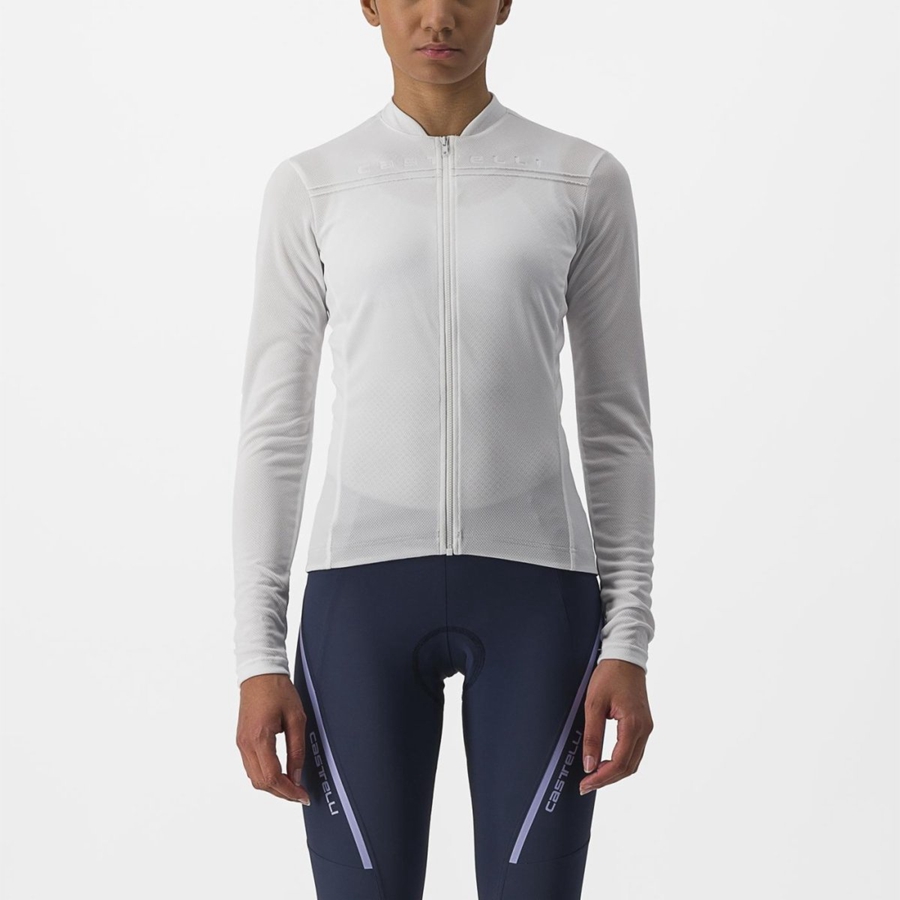 Castelli ANIMA 4 LONG SLEEVE Trikot Damen Weiß | 34915-TNVX