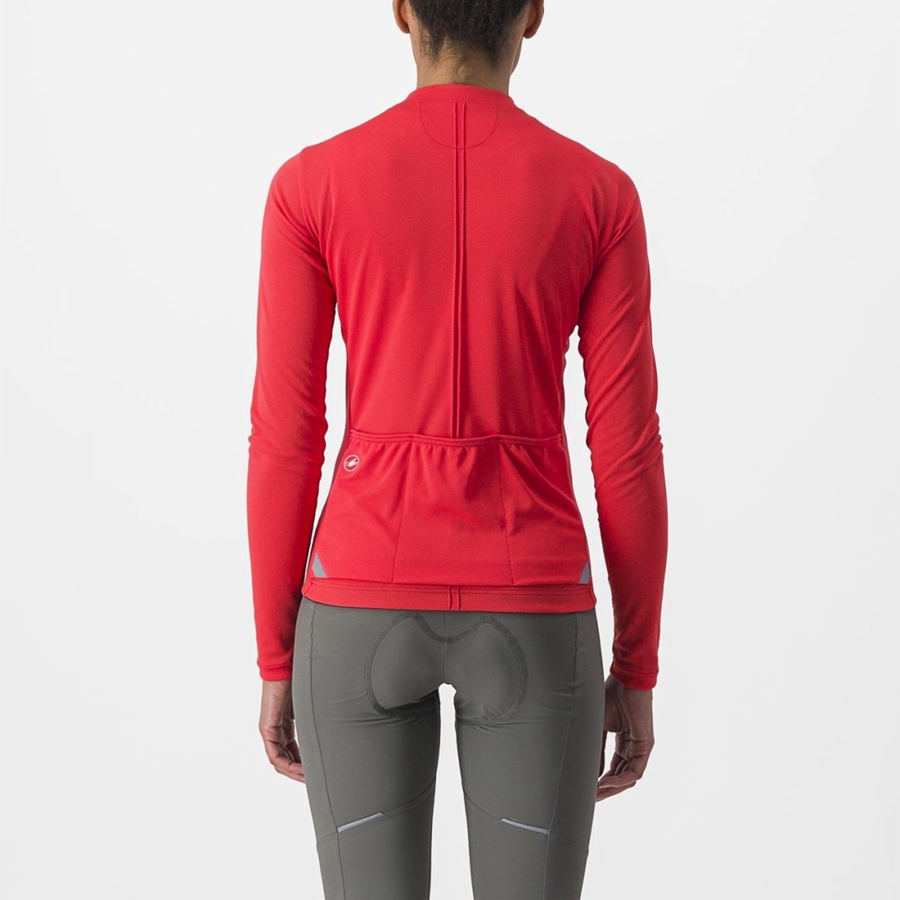 Castelli ANIMA 4 LONG SLEEVE Trikot Damen Rot | 78269-BNQX