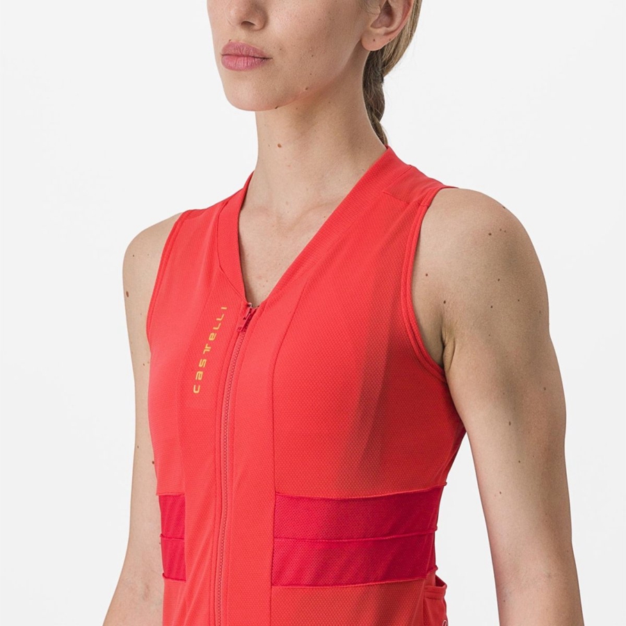 Castelli ANIMA 4 SLEEVELESS Trikot Damen Orange | 38710-MHPF