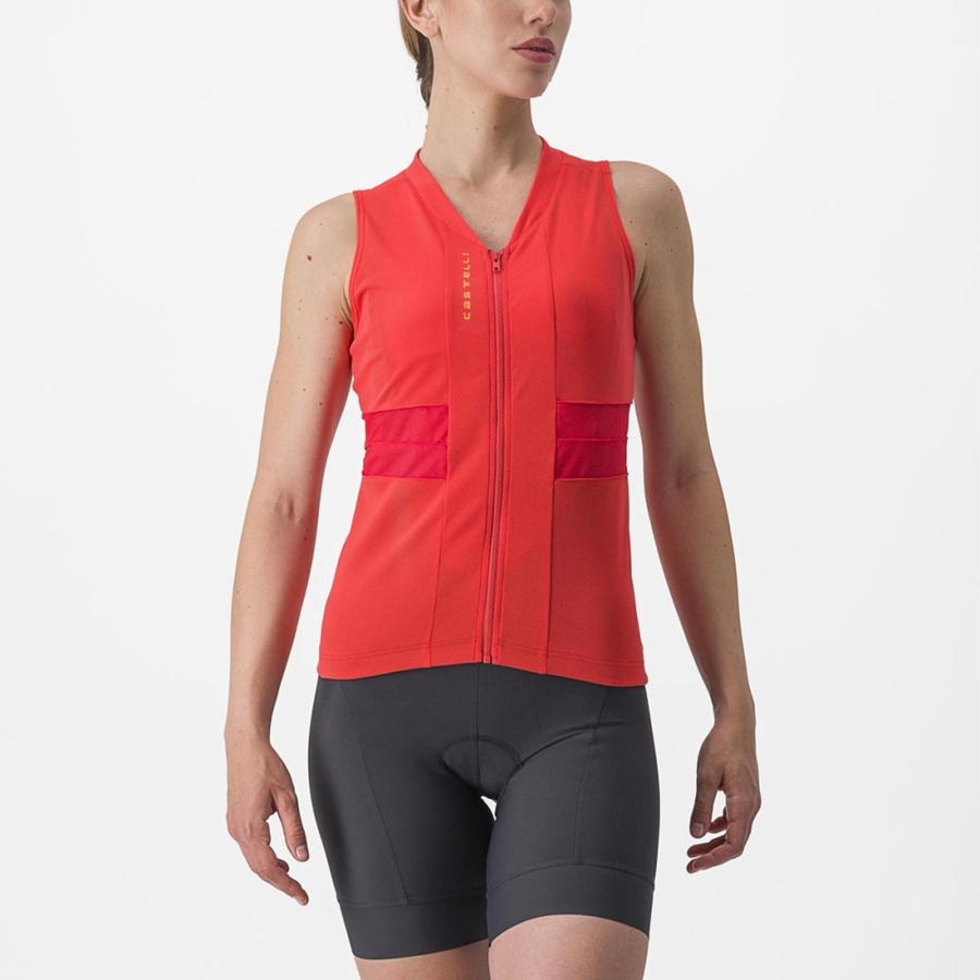 Castelli ANIMA 4 SLEEVELESS Trikot Damen Orange | 38710-MHPF