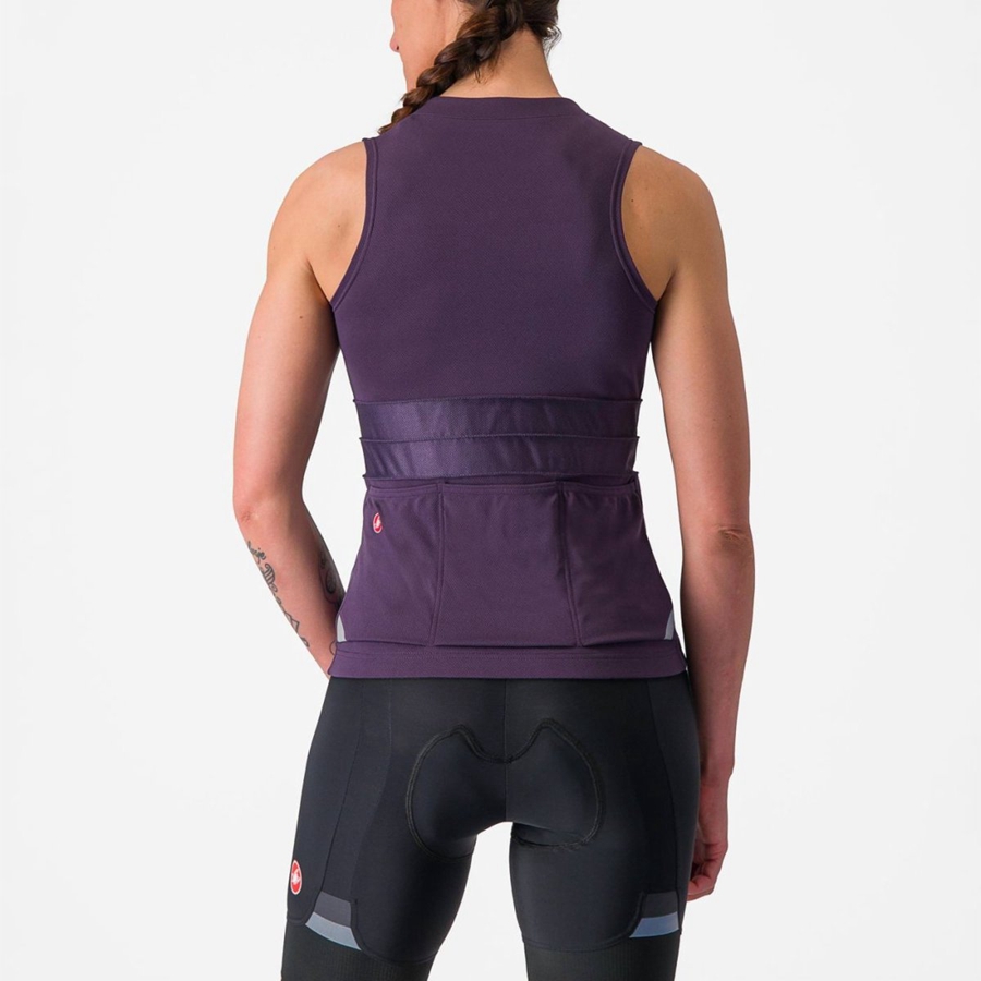 Castelli ANIMA 4 SLEEVELESS Trikot Damen Lila Weiß | 52604-MHOQ