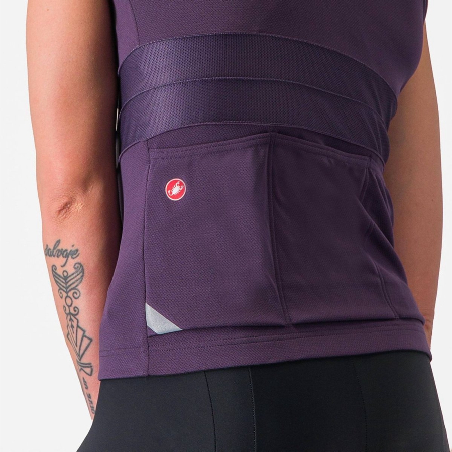 Castelli ANIMA 4 SLEEVELESS Trikot Damen Lila Weiß | 52604-MHOQ