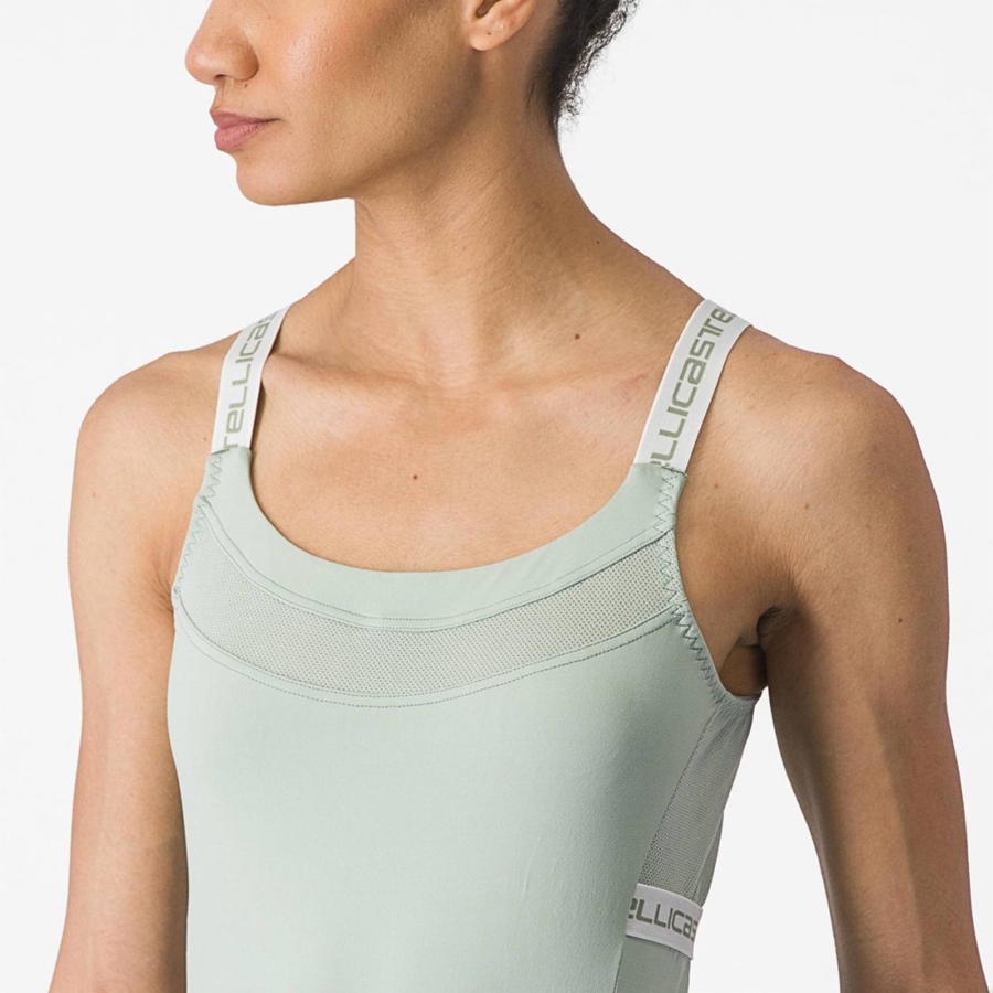 Castelli BAVETTE TOP Trikot Damen Grün Weiß | 87436-EHYL