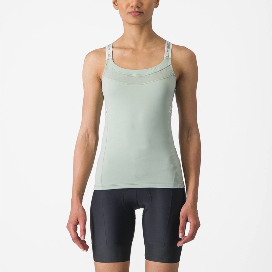 Castelli BAVETTE TOP Trikot Damen Grün Weiß | 87436-EHYL