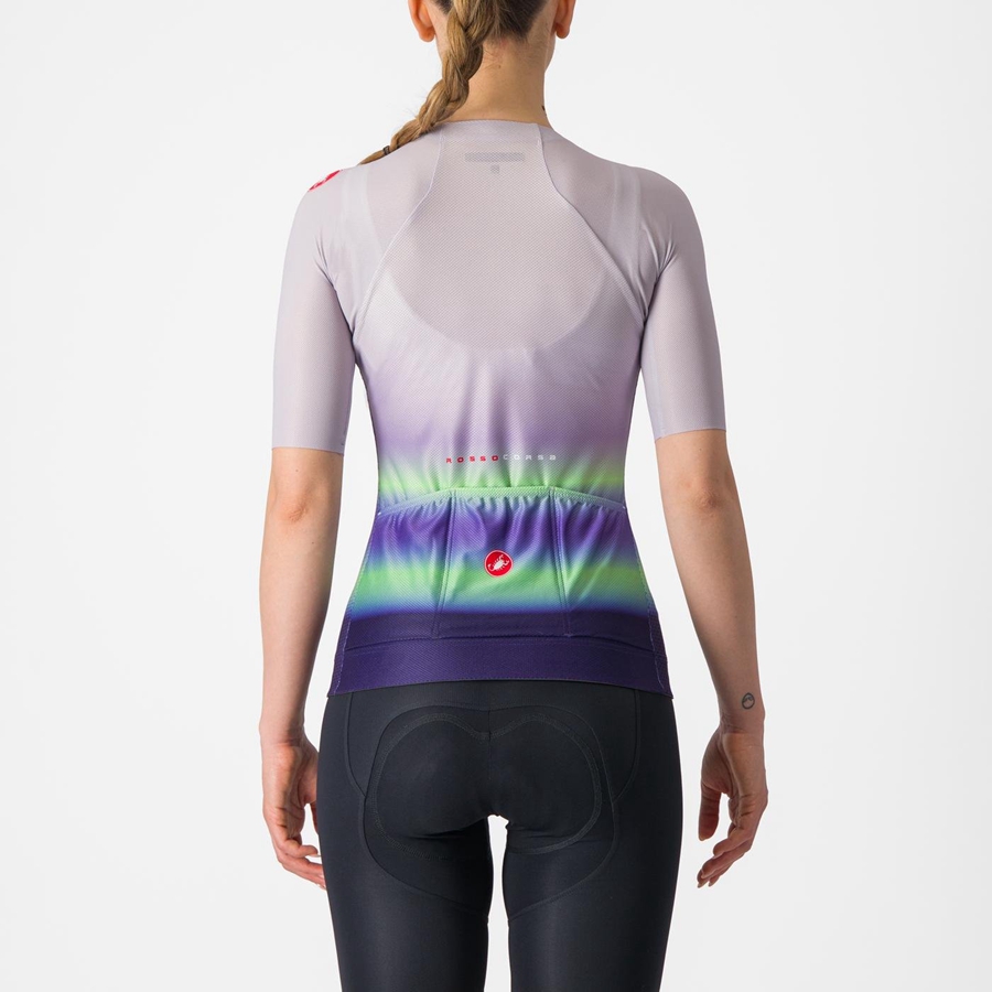 Castelli CLIMBER'S 4.0 W Trikot Damen Lila Weiß Grün Dunkellila | 90631-TZLJ