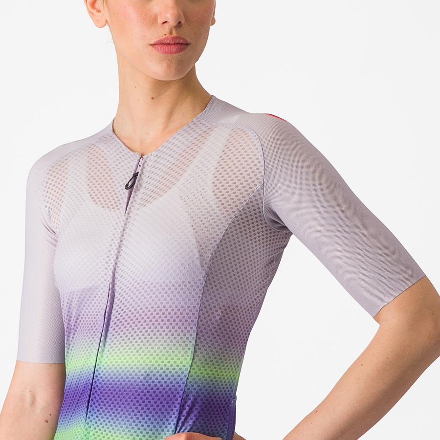 Castelli CLIMBER'S 4.0 W Trikot Damen Lila Weiß Grün Dunkellila | 90631-TZLJ