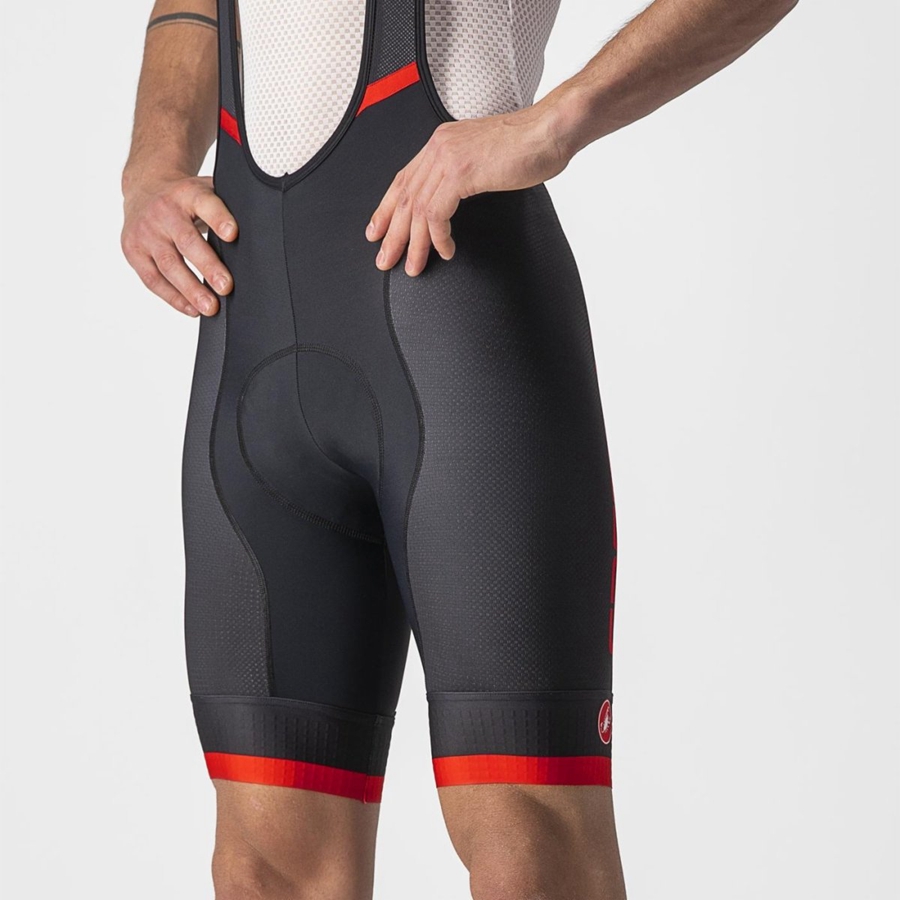 Castelli COMPETIZIONE KIT Shorts Mit Latz Herren Schwarz Rot | 87192-HCVM