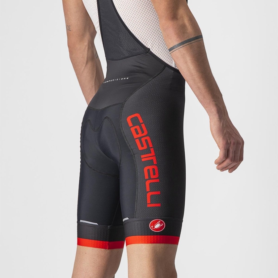 Castelli COMPETIZIONE KIT Shorts Mit Latz Herren Schwarz Rot | 87192-HCVM