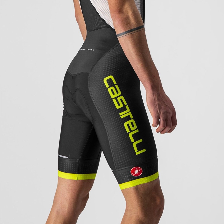 Castelli COMPETIZIONE KIT Shorts Mit Latz Herren Schwarz Hellgrün | 35028-IKYG