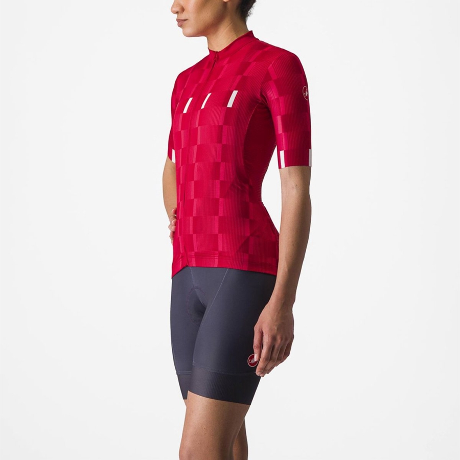 Castelli DIMENSIONE Trikot Damen Rot Weiß | 31620-QZRX