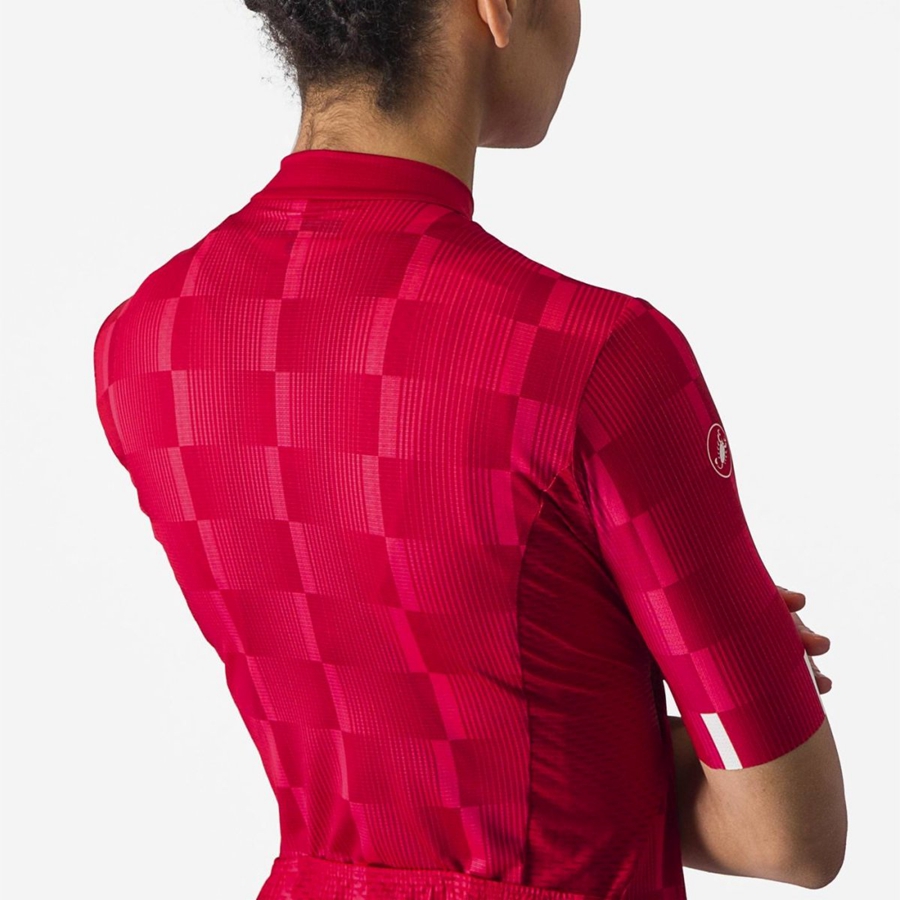 Castelli DIMENSIONE Trikot Damen Rot Weiß | 31620-QZRX