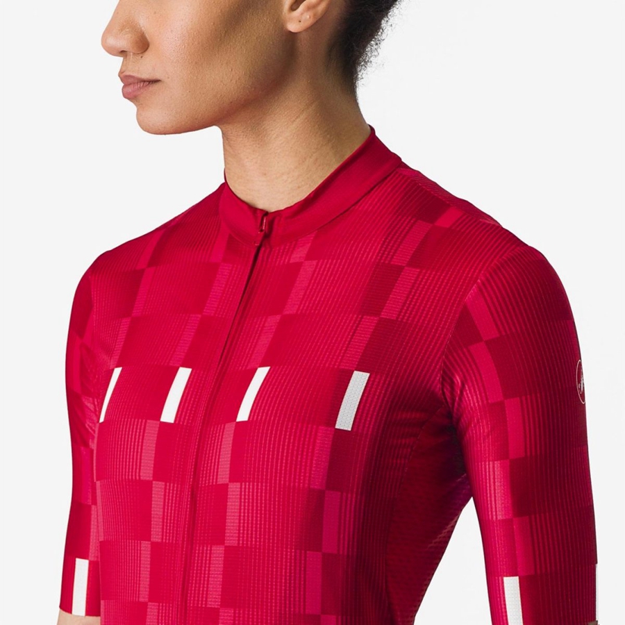 Castelli DIMENSIONE Trikot Damen Rot Weiß | 31620-QZRX