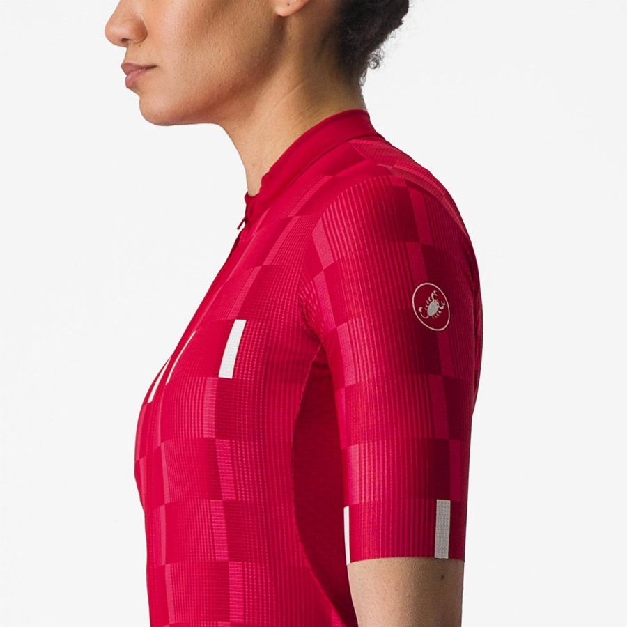 Castelli DIMENSIONE Trikot Damen Rot Weiß | 31620-QZRX