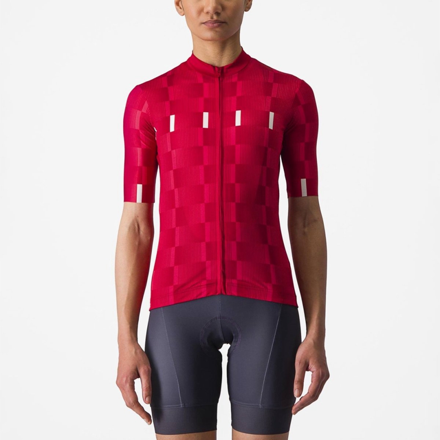 Castelli DIMENSIONE Trikot Damen Rot Weiß | 31620-QZRX