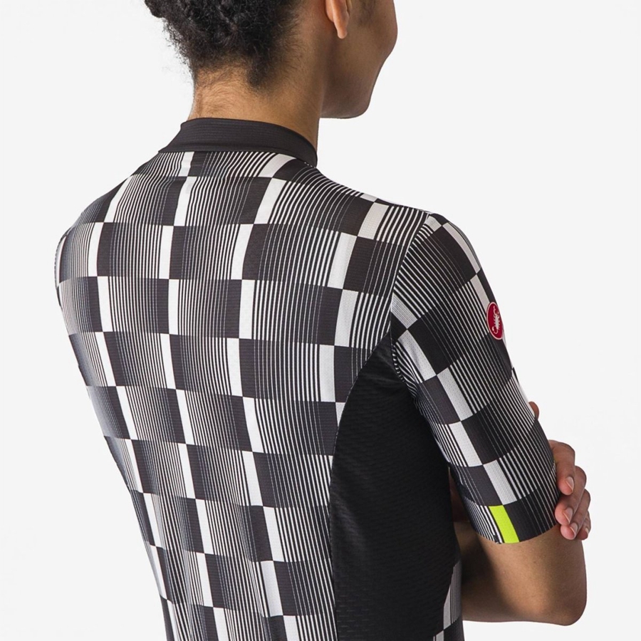 Castelli DIMENSIONE Trikot Damen Schwarz Weiß Hellgrün | 72305-TVKL