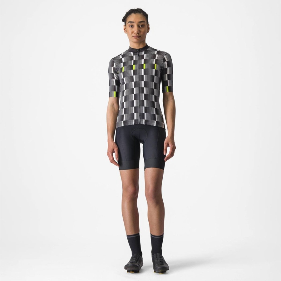 Castelli DIMENSIONE Trikot Damen Schwarz Weiß Hellgrün | 72305-TVKL