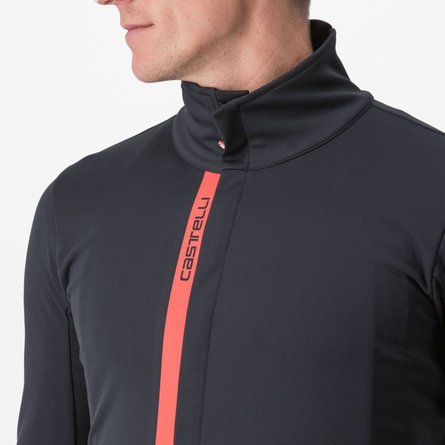 Castelli ENTRATA Jacken Herren Schwarz Rot | 14892-QYHU