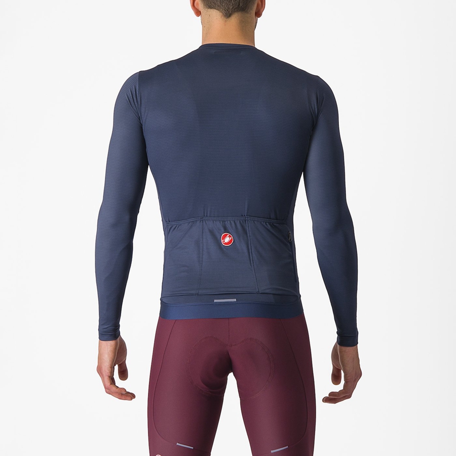 Castelli ESPRESSO LS Trikot Herren Blau Silber | 01846-CPQL