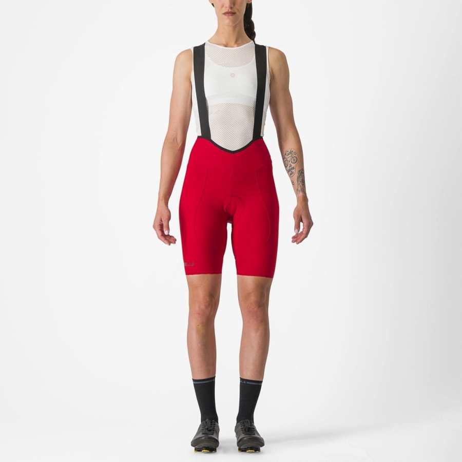 Castelli ESPRESSO W DT Shorts Mit Latz Damen Rot | 86329-CZUH