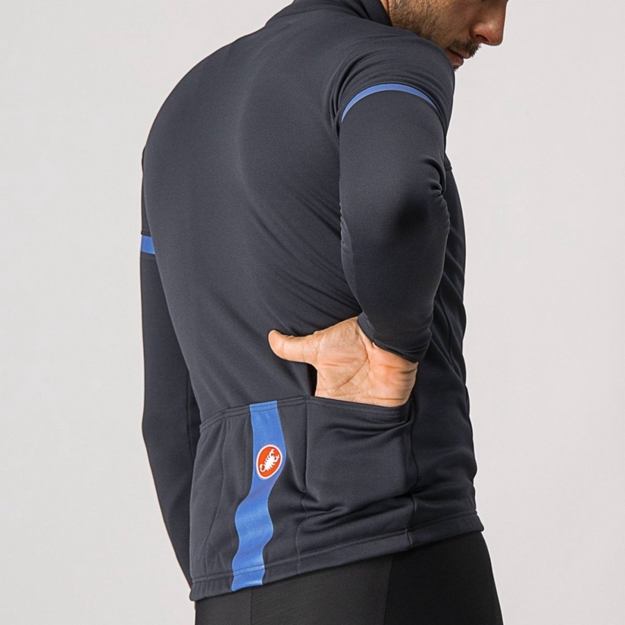 Castelli FONDO 2 FZ Trikot Herren Schwarz Blau | 41362-NKES