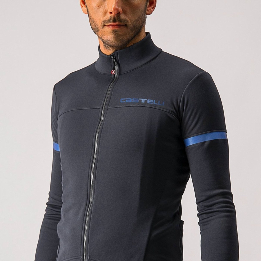 Castelli FONDO 2 FZ Trikot Herren Schwarz Blau | 41362-NKES