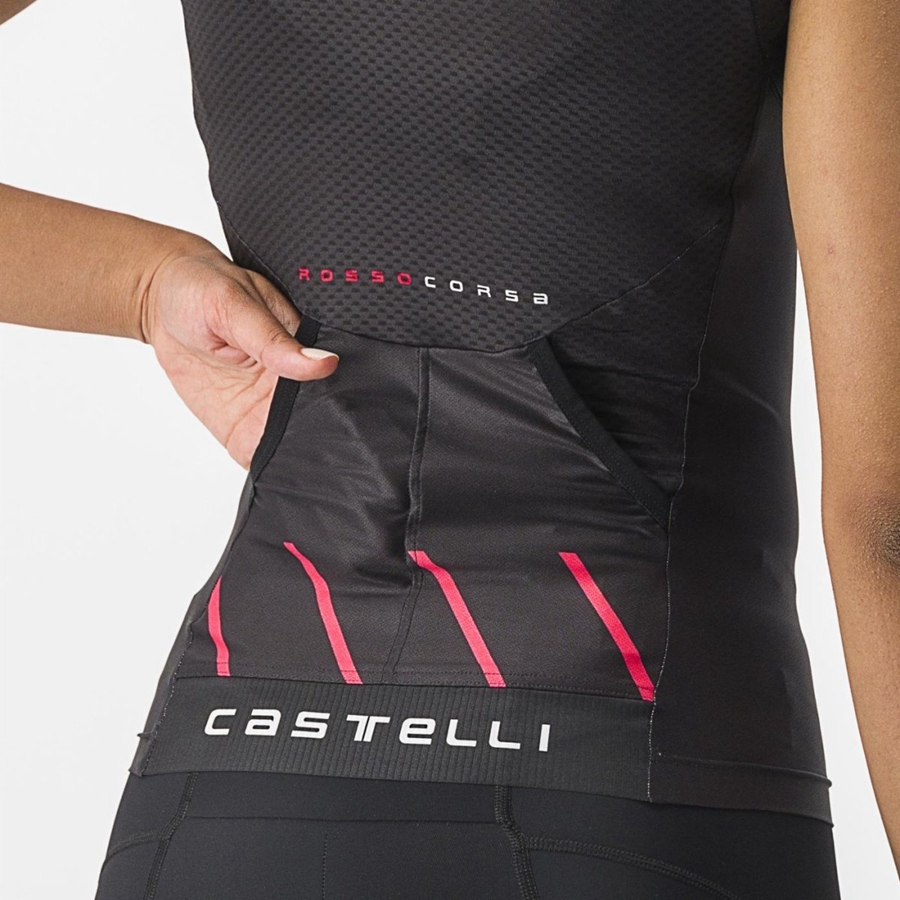 Castelli FREE 2 W TRI SINGLET Anzüge Damen Schwarz | 84760-OWSK