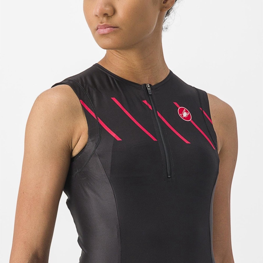 Castelli FREE 2 W TRI SINGLET Anzüge Damen Schwarz | 84760-OWSK