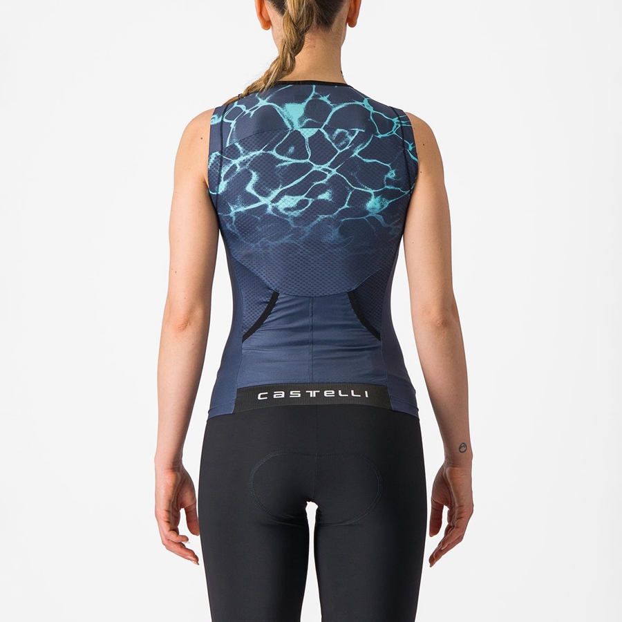 Castelli FREE 2 W TRI SINGLET Anzüge Damen Blau Hell | 59367-YGDQ